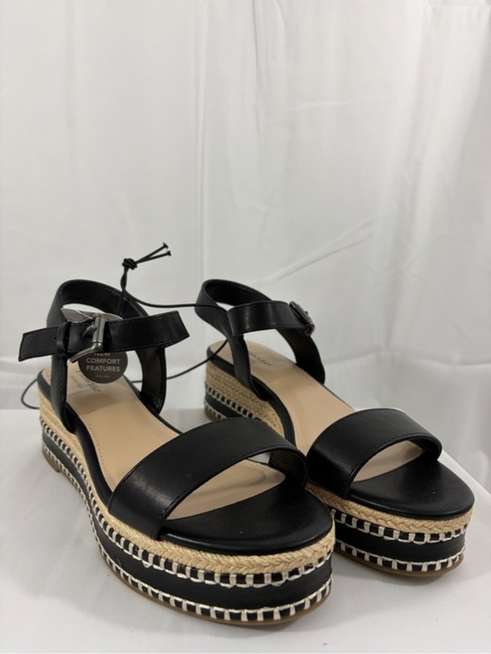 NWT St. John’s Bay Women’s Size 7.5 Black Platform Espadrille Sandals